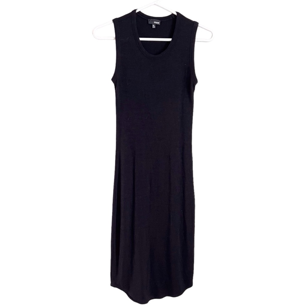 Aritzia Wilfred Free Black Midi Column Knit Dress Minimalist Neutral Bodycon XS